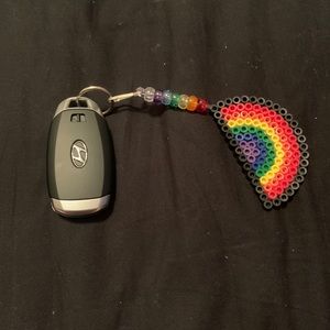 Rainbow Perler Keychain